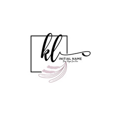 Initial letter KL beauty handwriting logo vector