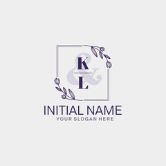 Initial letter KL beauty handwriting logo vector