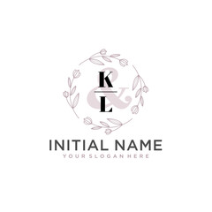 Initial letter KL beauty handwriting logo vector