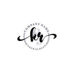 KR Initial handwriting logo vector. Hand lettering for designs.