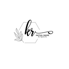 Initial letter KR beauty handwriting logo vector