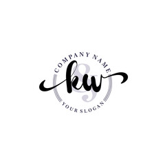 KW Initial handwriting logo vector. Hand lettering for designs.