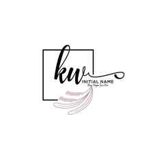 Initial letter KW beauty handwriting logo vector