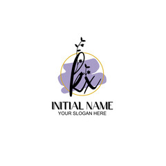 Initial letter KX beauty handwriting logo vector