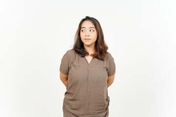 Fototapeta premium Angry face and looking side of Beautiful Asian Woman Isolated On White Background