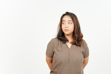 Obraz premium Angry face and looking side of Beautiful Asian Woman Isolated On White Background