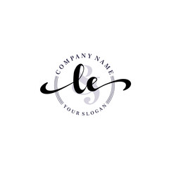 LE Initial handwriting logo vector. Hand lettering for designs.