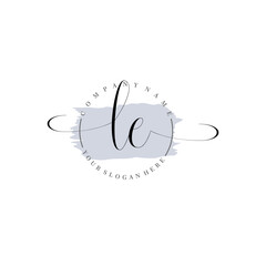 LE Initial handwriting logo vector. Hand lettering for designs.