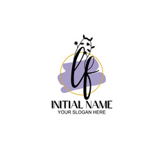 Initial letter LF beauty handwriting logo vector