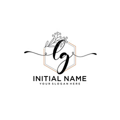 Initial letter LG beauty handwriting logo vector