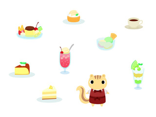 カフェメニュー3　リスの店員付