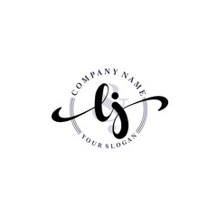 LJ Initial handwriting logo vector. Hand lettering for designs.