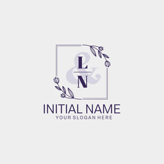 Initial letter LN beauty handwriting logo vector
