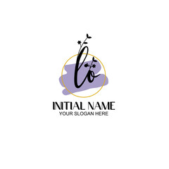 Initial letter LO beauty handwriting logo vector