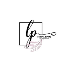 Initial letter LP beauty handwriting logo vector