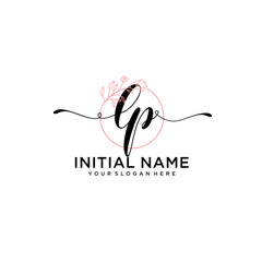 Initial letter LP beauty handwriting logo vector