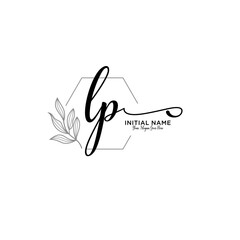 Initial letter LP beauty handwriting logo vector