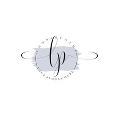 LP Initial handwriting logo vector. Hand lettering for designs.