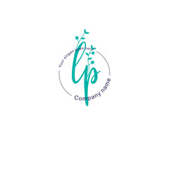 Initial letter LP beauty handwriting logo vector