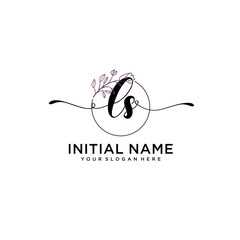Initial letter LS beauty handwriting logo vector