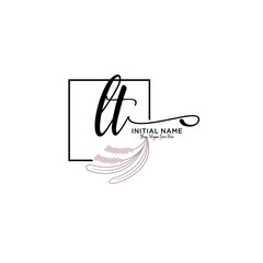 Initial letter LT beauty handwriting logo vector