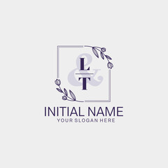 Initial letter LT beauty handwriting logo vector