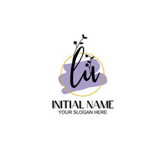Initial letter LU beauty handwriting logo vector