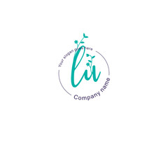 Initial letter LU beauty handwriting logo vector