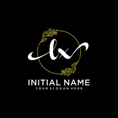 LX Initial handwriting logo vector. Hand lettering for designs.