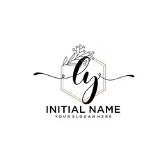 Initial letter LY beauty handwriting logo vector