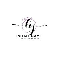 Initial letter LY beauty handwriting logo vector