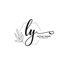 Initial letter LY beauty handwriting logo vector