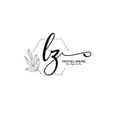 Initial letter LZ beauty handwriting logo vector - obrazy, fototapety, plakaty