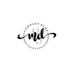 MD Initial handwriting logo vector. Hand lettering for designs.