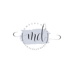 MD Initial handwriting logo vector. Hand lettering for designs.