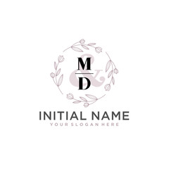 Initial letter MD beauty handwriting logo vector