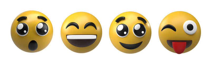 set of emoji 3d rendering