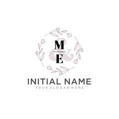 Initial letter ME beauty handwriting logo vector