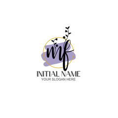 Initial letter MF beauty handwriting logo vector