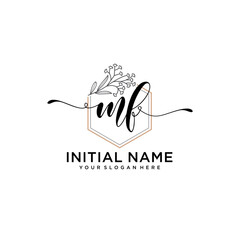 Initial letter MF beauty handwriting logo vector