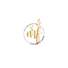 Initial letter MF beauty handwriting logo vector