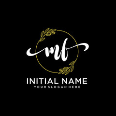 MF Initial handwriting logo vector. Hand lettering for designs.