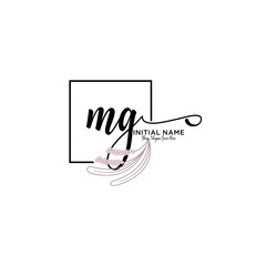 Initial letter MG beauty handwriting logo vector - obrazy, fototapety, plakaty