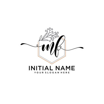 Initial letter MF beauty handwriting logo vector