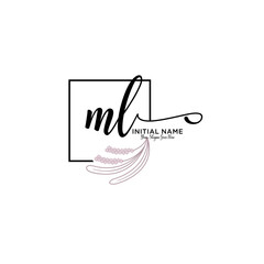 Initial letter ML beauty handwriting logo vector
