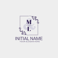 Initial letter ML beauty handwriting logo vector
