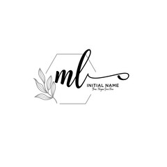 Fototapeta premium Initial letter ML beauty handwriting logo vector