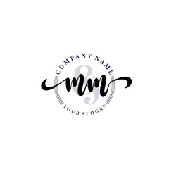MM Initial handwriting logo vector. Hand lettering for designs.