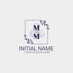 Initial letter MM beauty handwriting logo vector