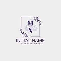 Initial letter MN beauty handwriting logo vector